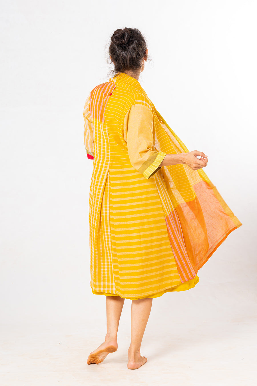 Set of 2- Dhup Turmeric Cotton Dress & Jacket Set
