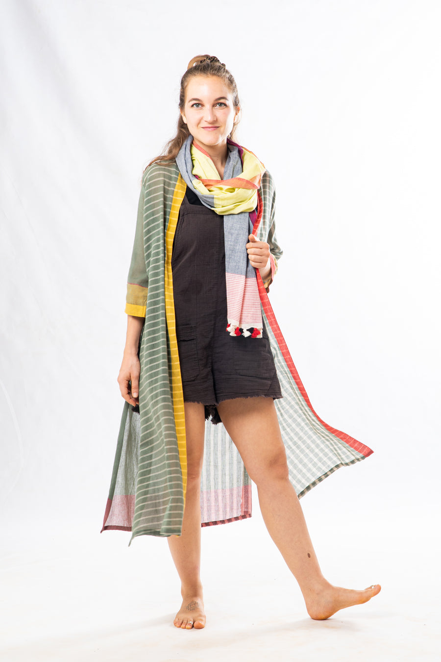 Green Checks Handwoven Cotton Summer Jacket