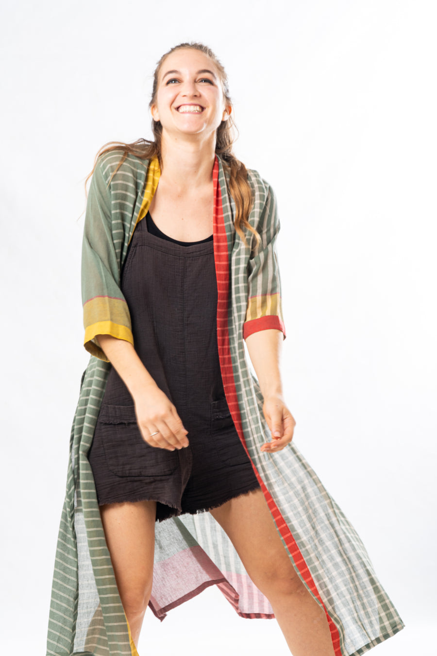 Green Checks Handwoven Cotton Summer Jacket