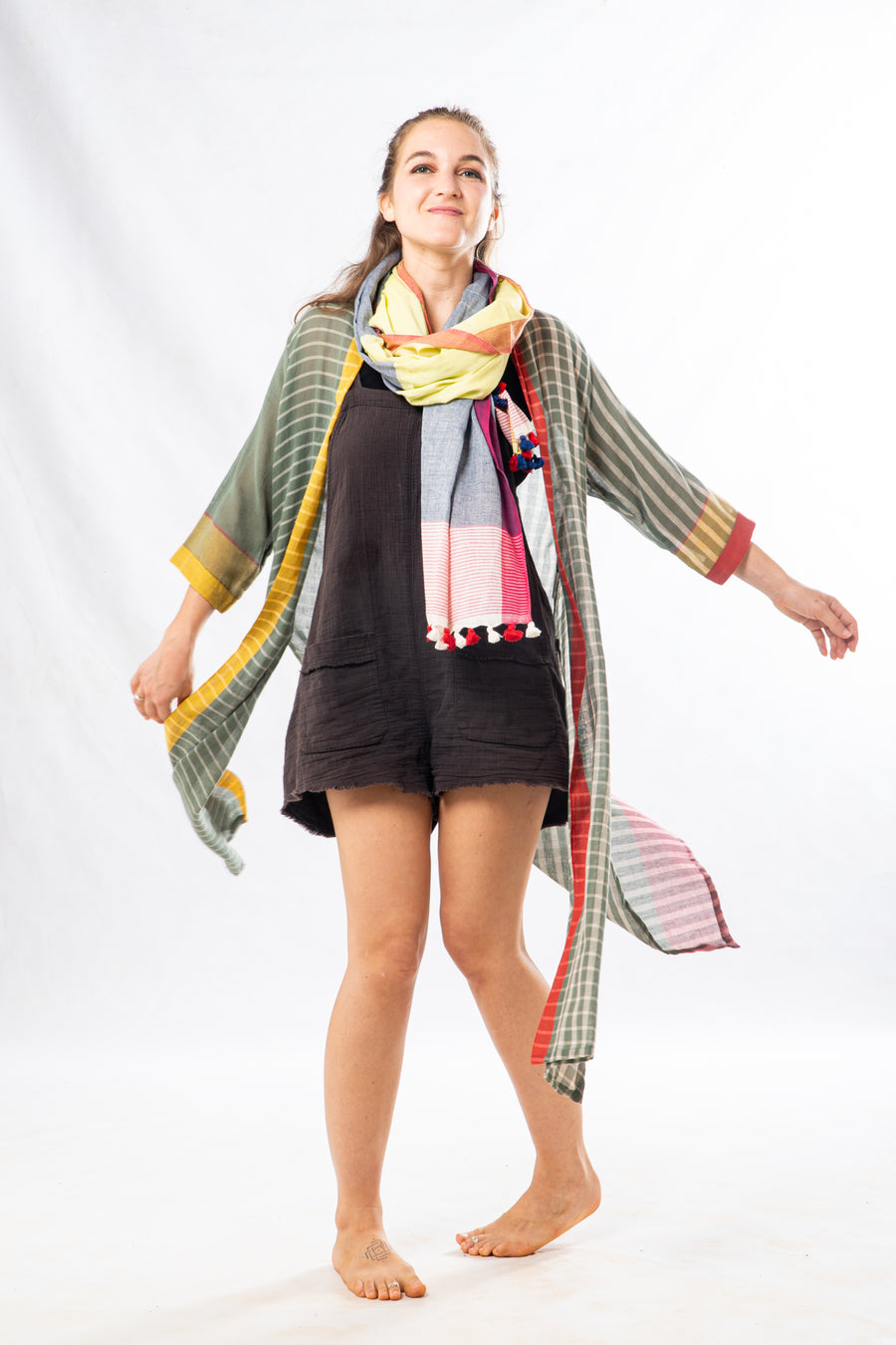 Green Checks Handwoven Cotton Summer Jacket