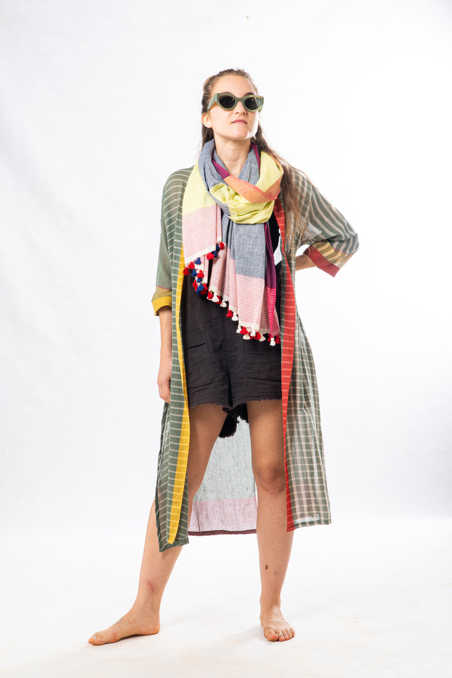 Green Checks Handwoven Cotton Summer Jacket