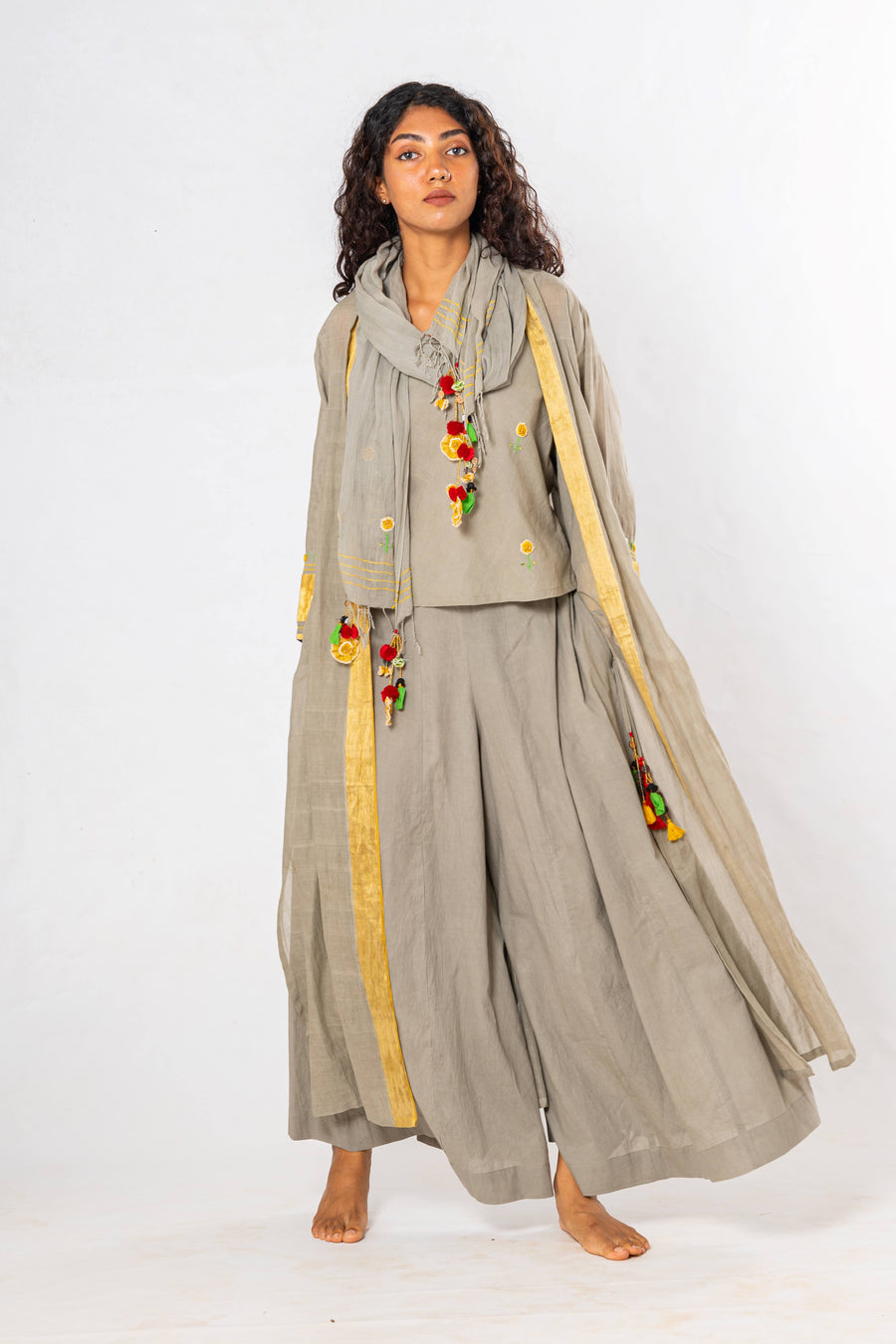 Set of 4- Beige Medicinal Tulsi Dyed Organic Cotton Set