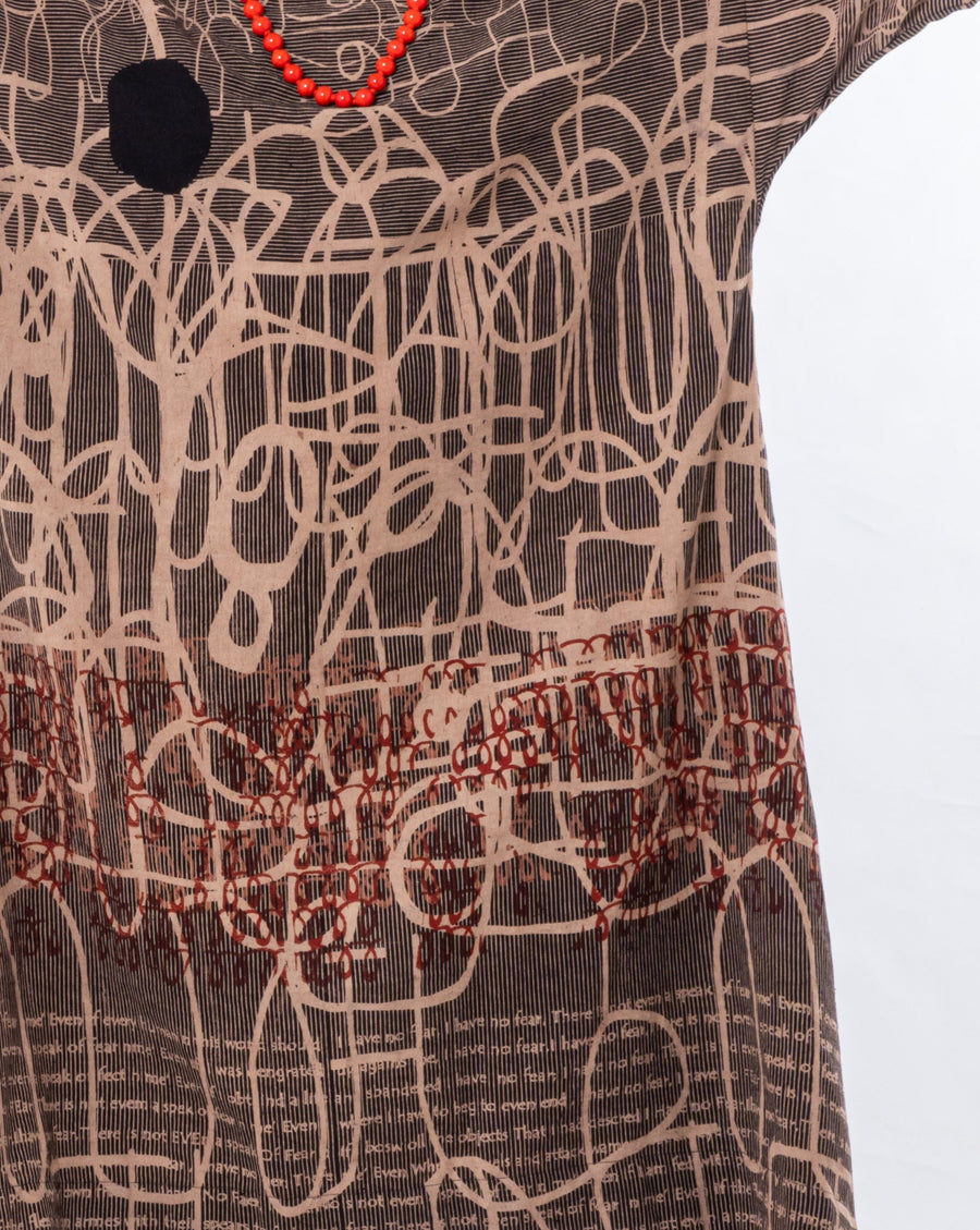 Brown Khadi Hand Block Printed Dress
