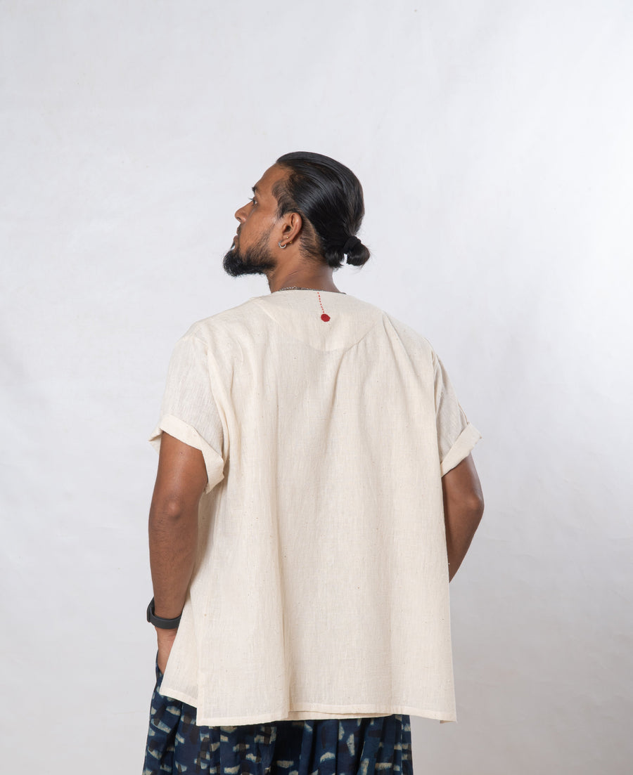 Menswear Set of 3- Natural Khadi half sleeve Shirt & indigo Pants Set