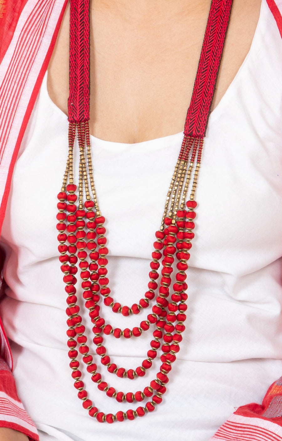 Handcrafted Bead Necklace- Red