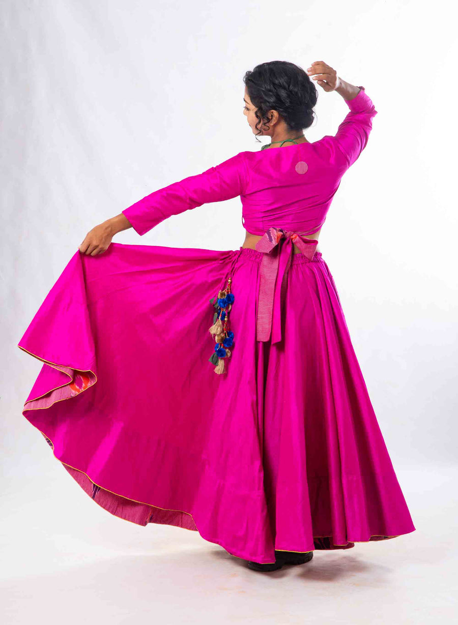 Set of 2- Royal Upasana Pink Silk Skirt & Blouse