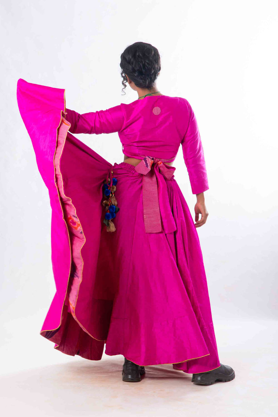 Set of 2- Royal Upasana Pink Silk Skirt & Blouse