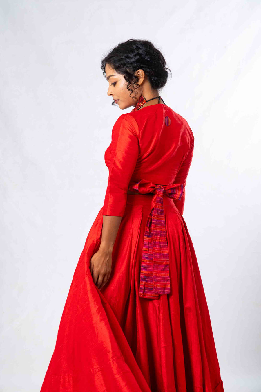 Set of 2- Royal Upasana Red Silk Skirt & Blouse