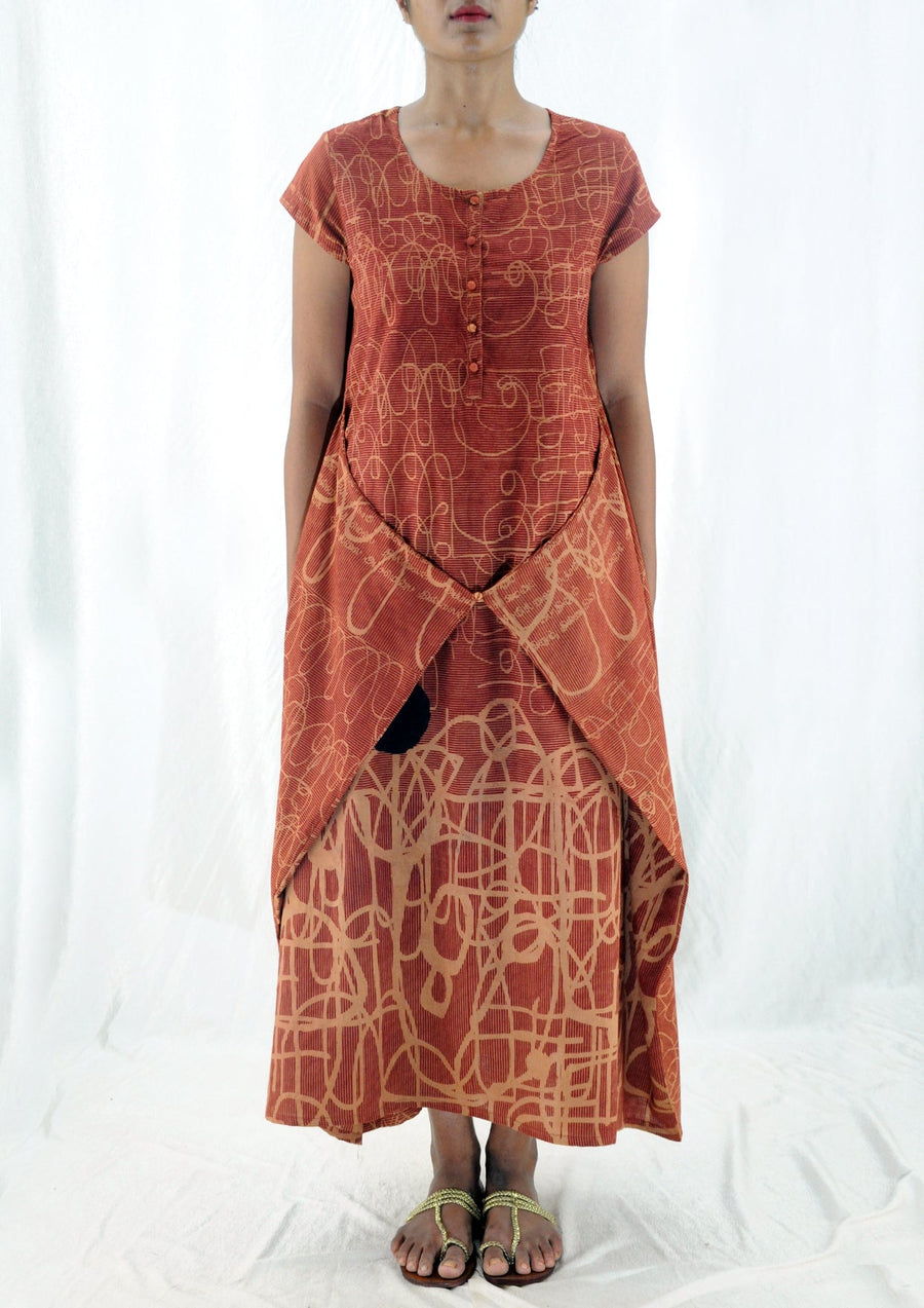 Saima -Organic Cotton Printed Ochre Dress