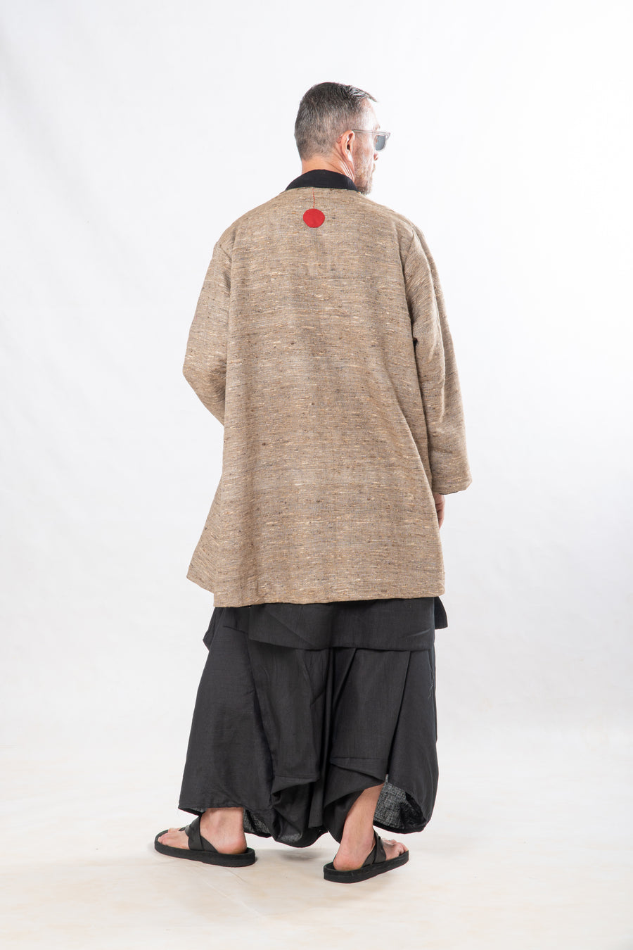 Gender-Fluid Occasion wear Set of 3- Black Handwoven Linen & Silk Set