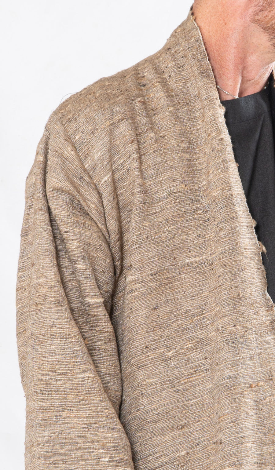 Gender-Fluid Occasion wear Set of 3- Black Handwoven Linen & Silk Set