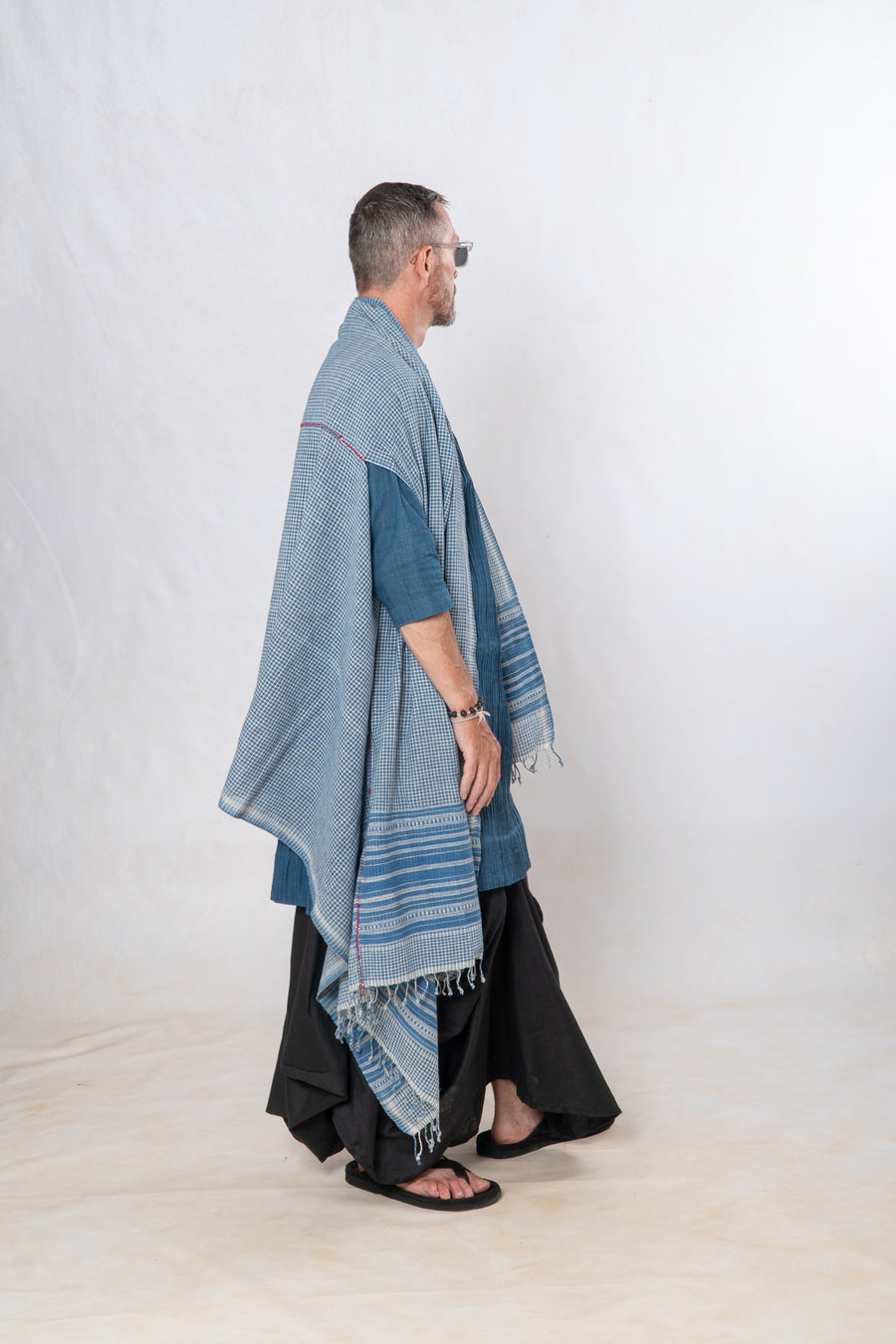 Gender- Fluid Occasion wear Set of 3- Indigo khadi & Black linen