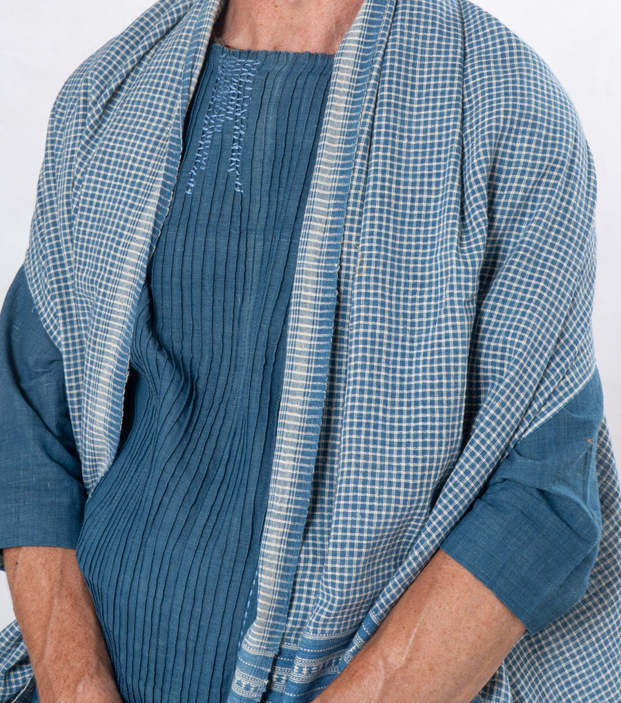 Gender- Fluid Occasion wear Set of 3- Indigo khadi & Black linen
