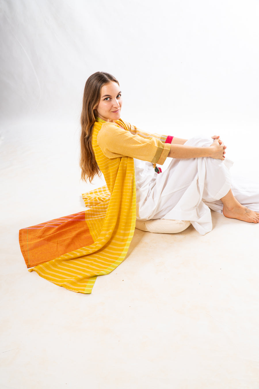 Yellow Checks Handwoven Cotton Summer Jacket