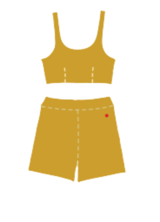Mustard Organic Cotton Yoga Shorts Set