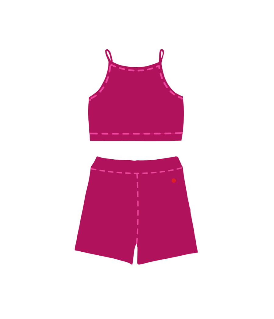 Pink Organic Cotton Yoga Shorts Set