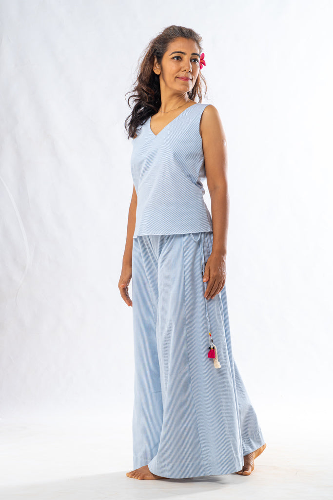 blue striped co ord