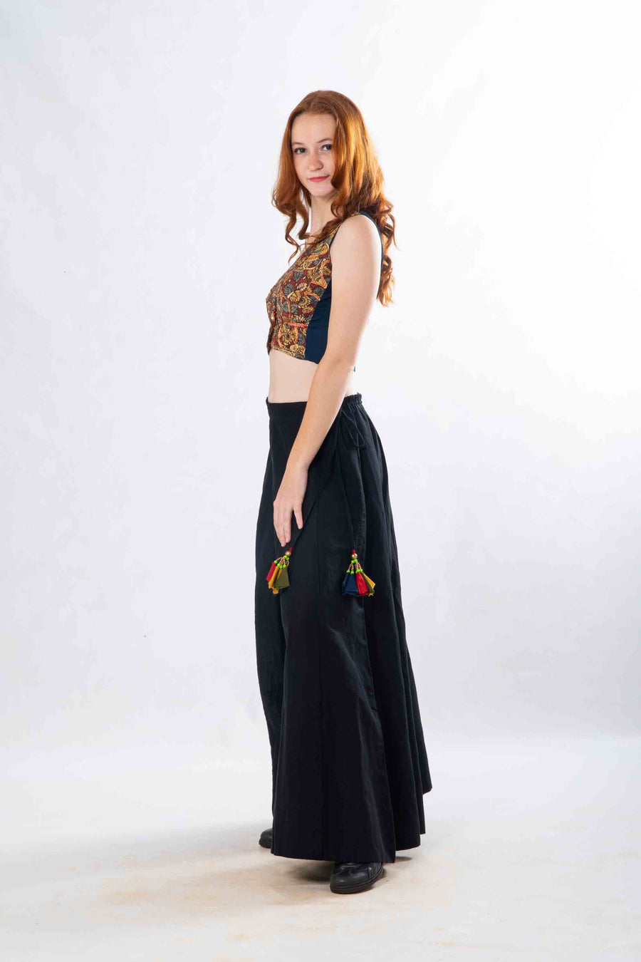 Set of 2- Kalyani Pazzao & Kalamkari Patch Crop Top