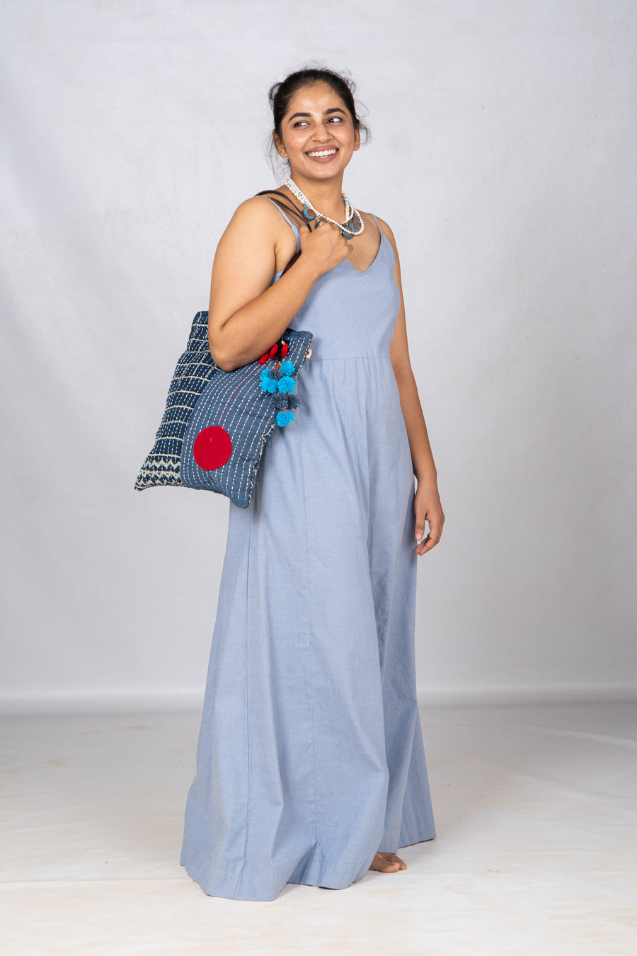 Lt. Blue Organic cotton wide leg Jumpsuit