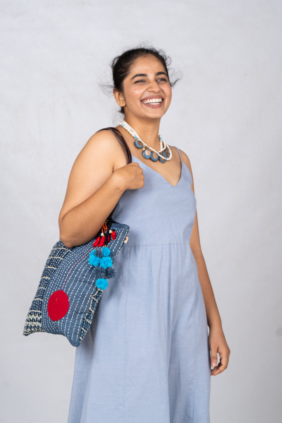 Lt. Blue Organic cotton wide leg Jumpsuit