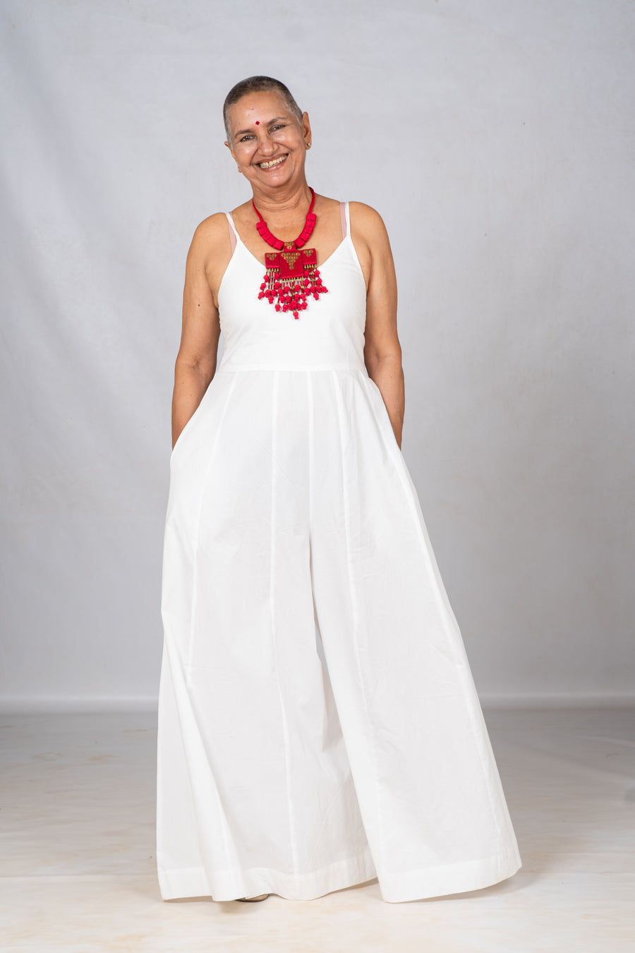 White Organic cotton wide leg Jumpsuit