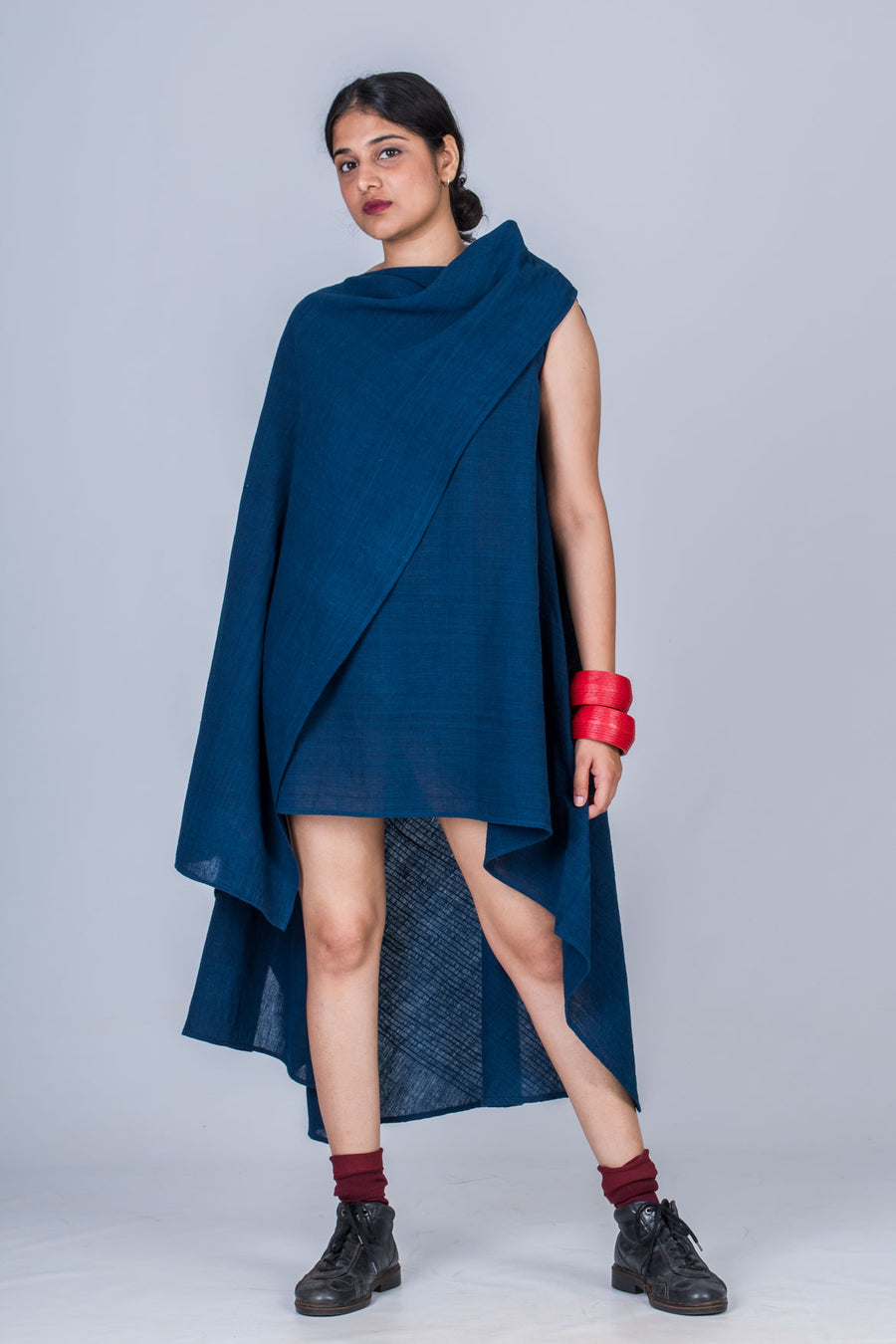 Natural Indigo Khadi Top - JHIRIN - Upasana Design Studio
