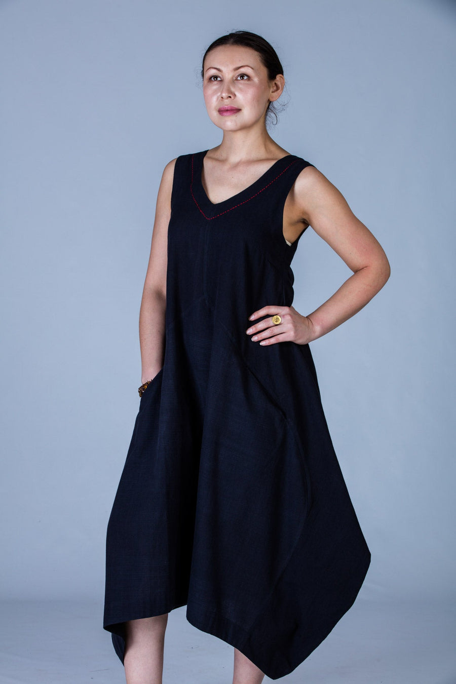 Black Organic cotton Dress - INES - Upasana Design Studio