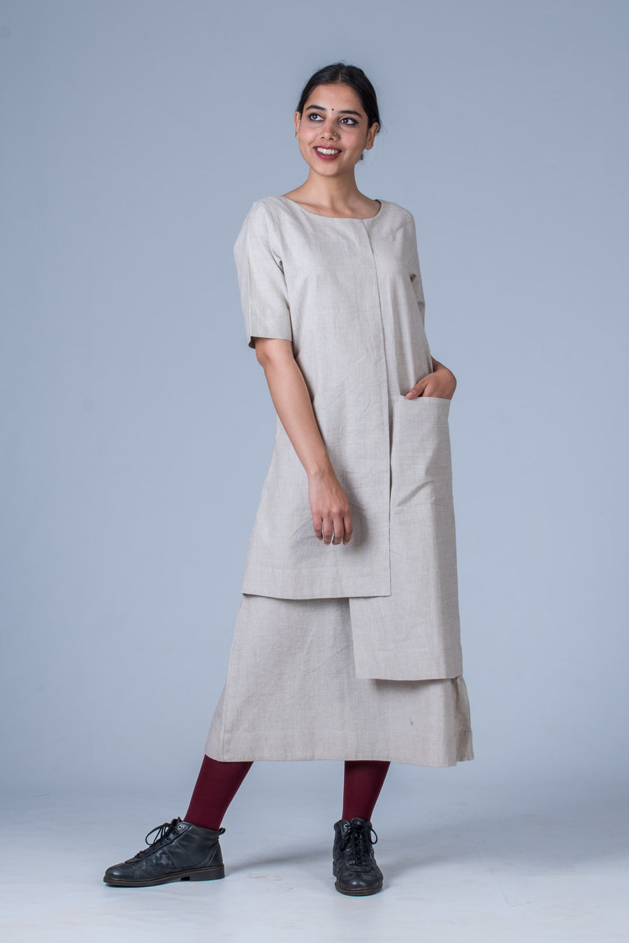 Grey Organic cotton Dress - SANGYA - Upasana Design Studio