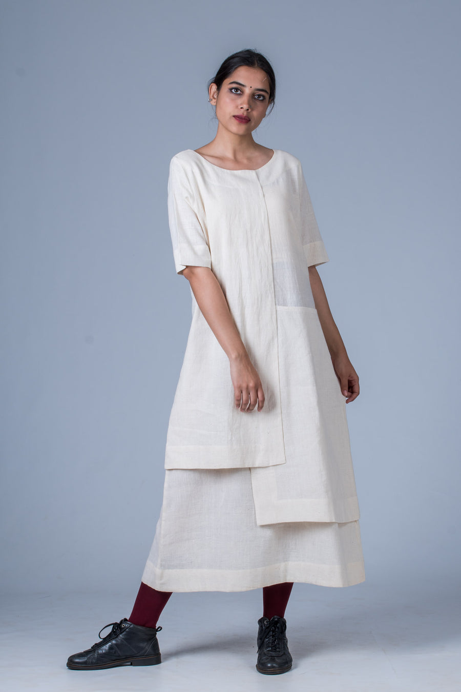 Off white Desi Cotton Dress - SANGYA - Upasana Design Studio