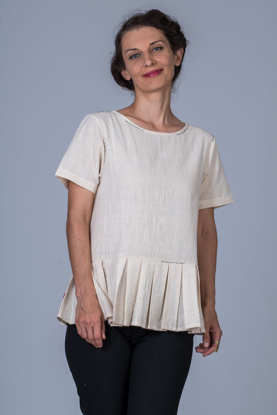 Off White Desi Cotton Top - WHY - Upasana Design Studio