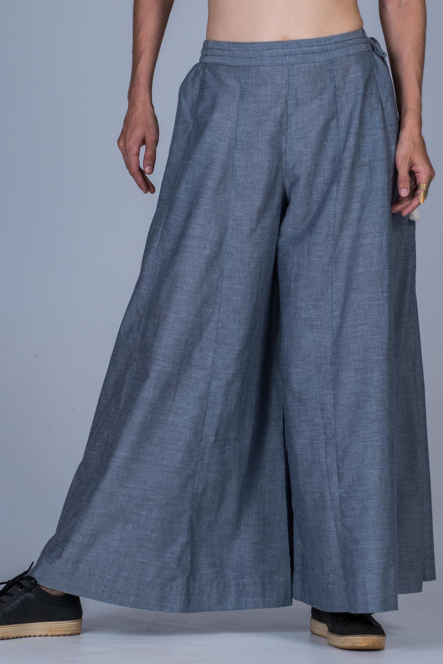 Blue Organic cotton Palazzo Pants - PALAZZO - Upasana Design Studio