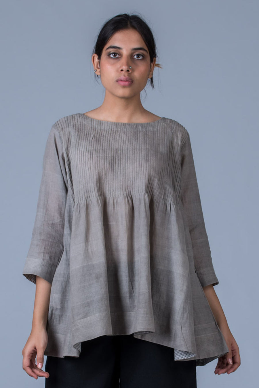 Tulsi dyed Organic Cotton Top - UMILEE - Upasana Design Studio