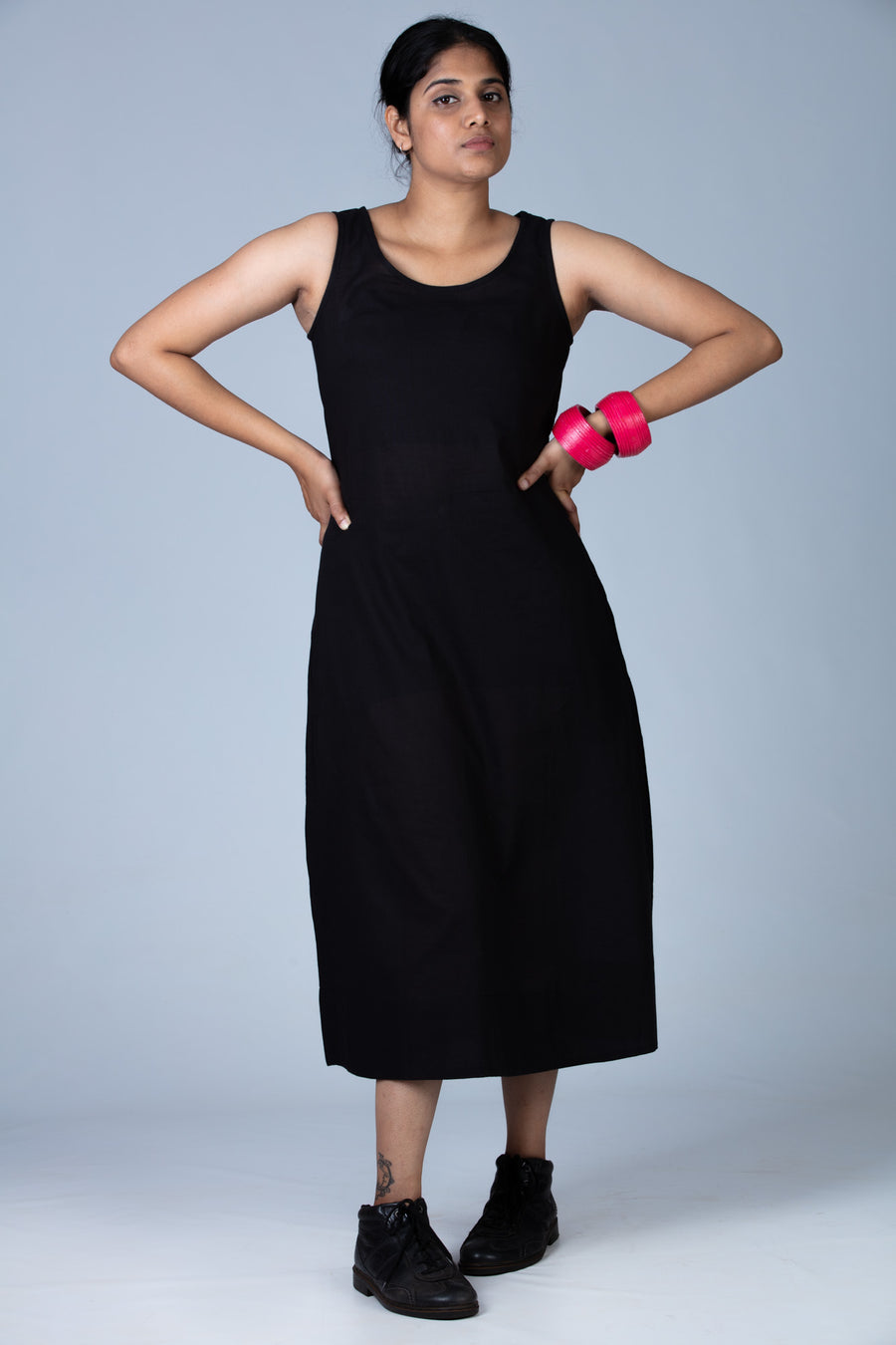 Black Organic cotton Dress - NIKITA - Upasana Design Studio