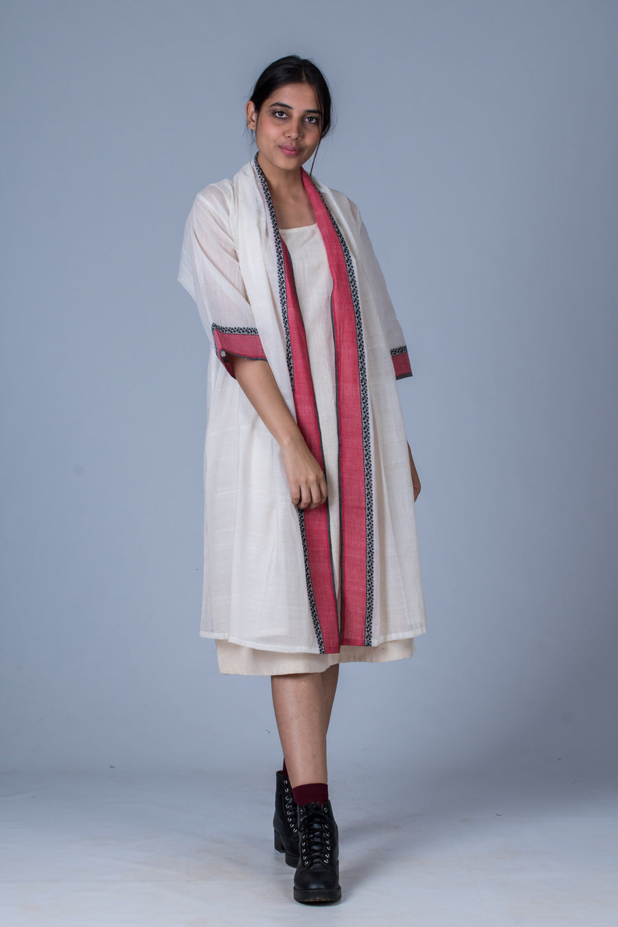 Off White Organic Cotton Jacket - CALLIGRAPHY - Upasana Design Studio