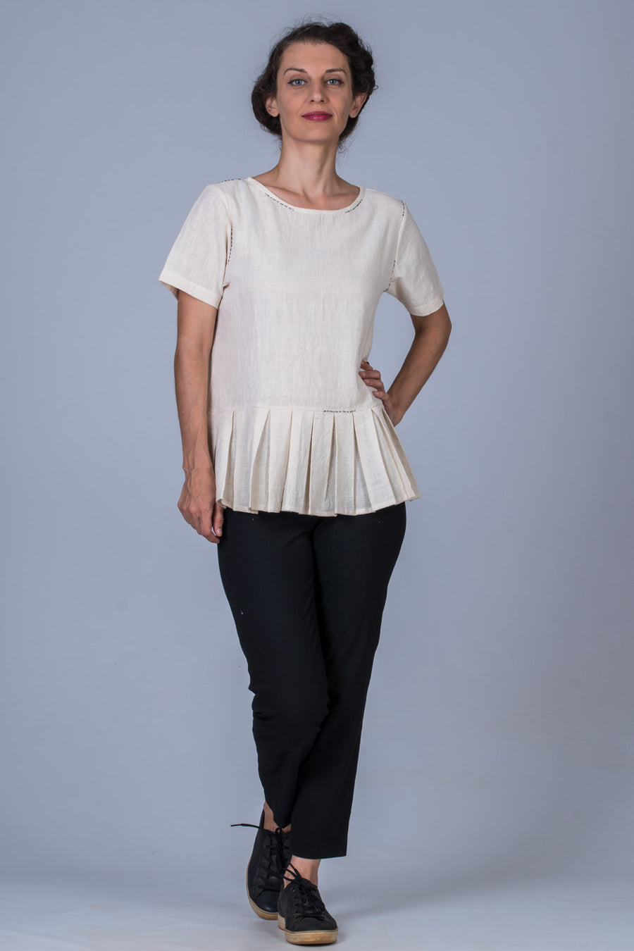 Off White Desi Cotton Top - WHY - Upasana Design Studio