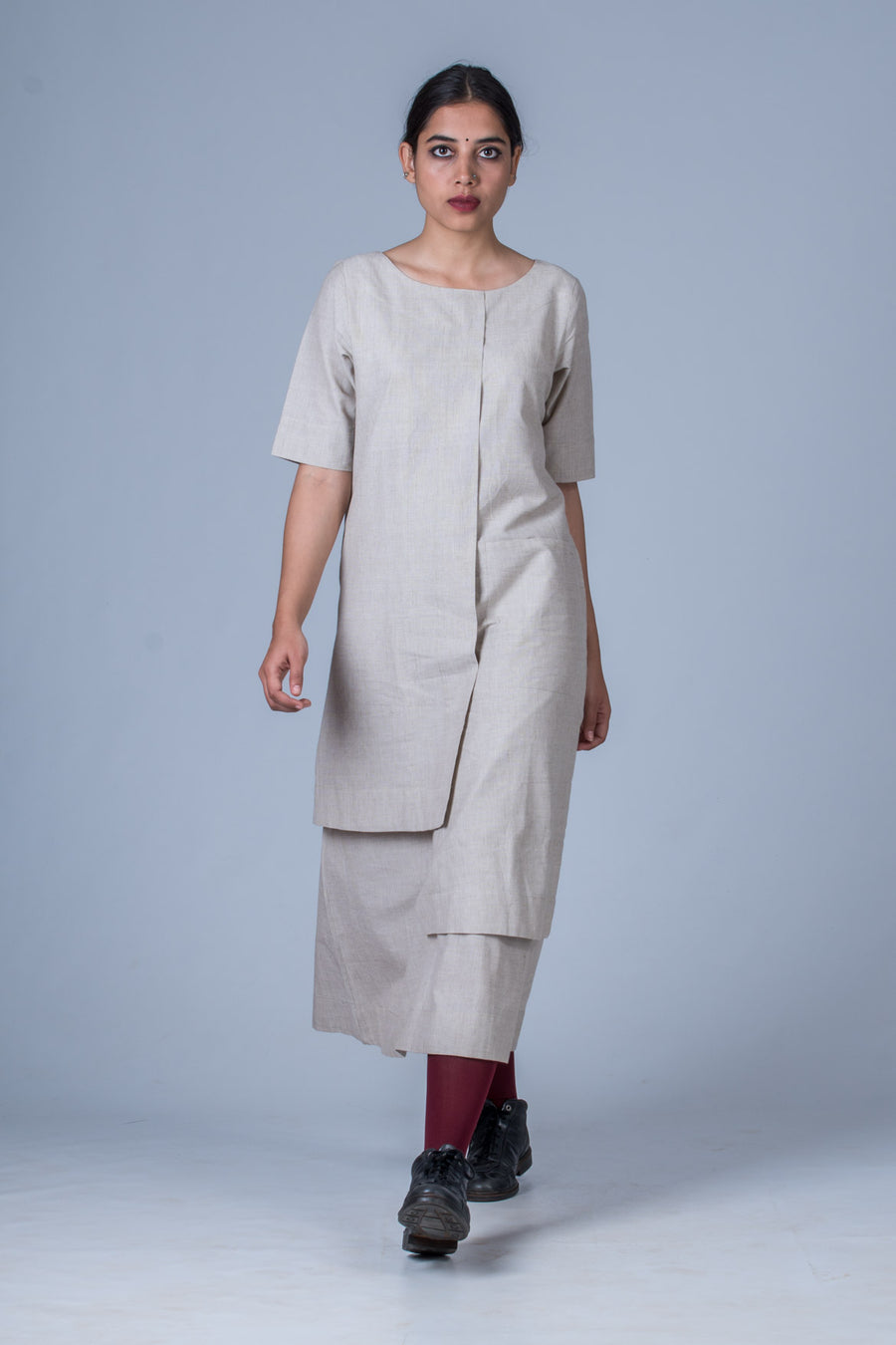 Grey Organic cotton Dress - SANGYA - Upasana Design Studio