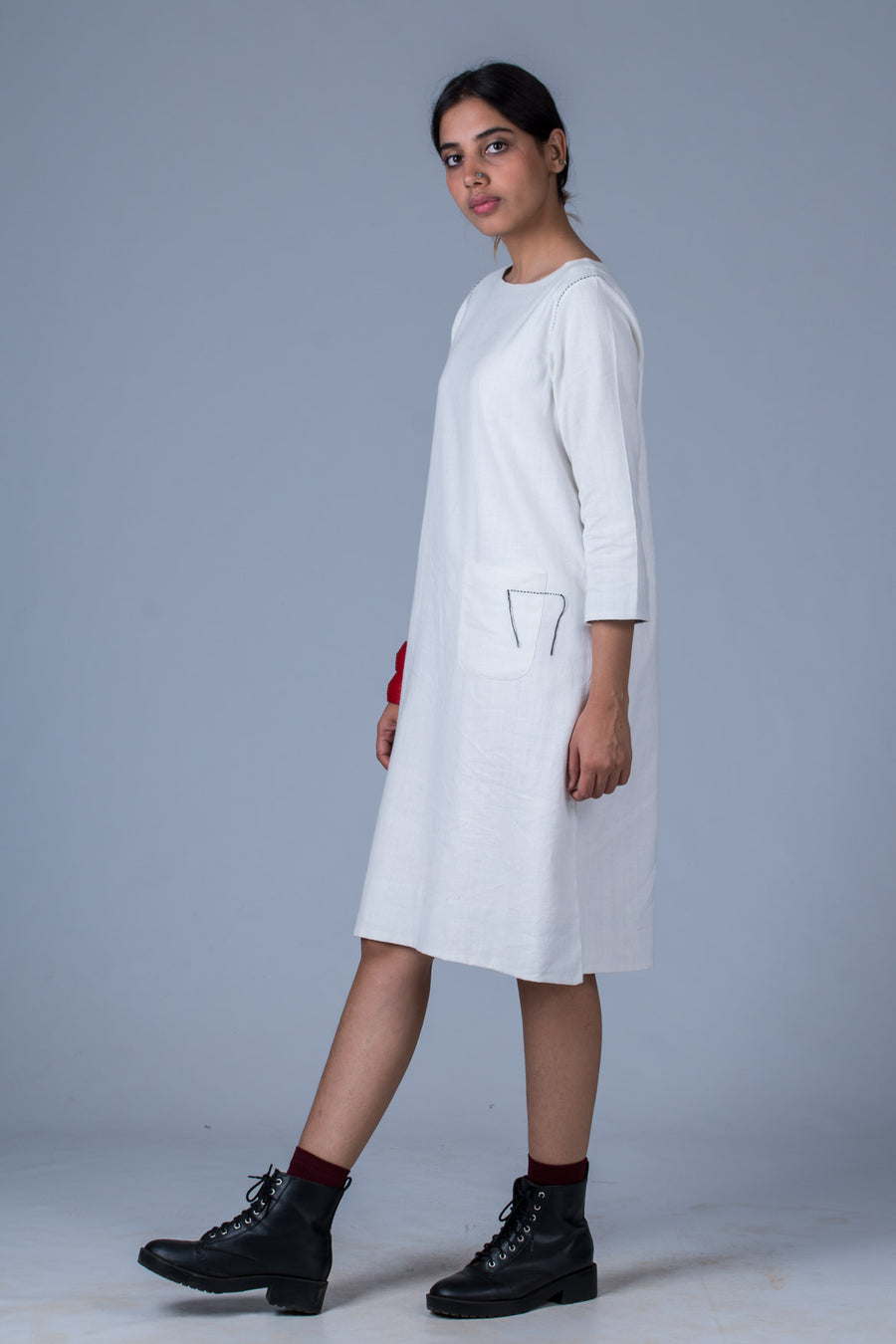 White Khadi dress - PARINA - Upasana Design Studio