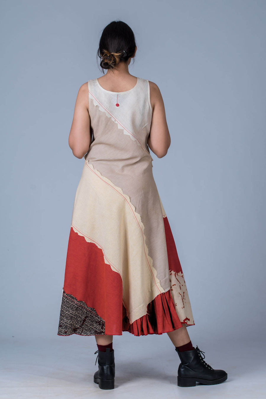 Off White Upcycled Dress - AARNAVI - Upasana Design Studio