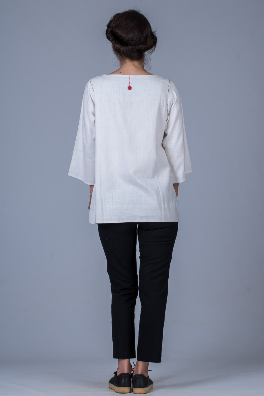 White Khadi Long Top - PARI - Upasana Design Studio