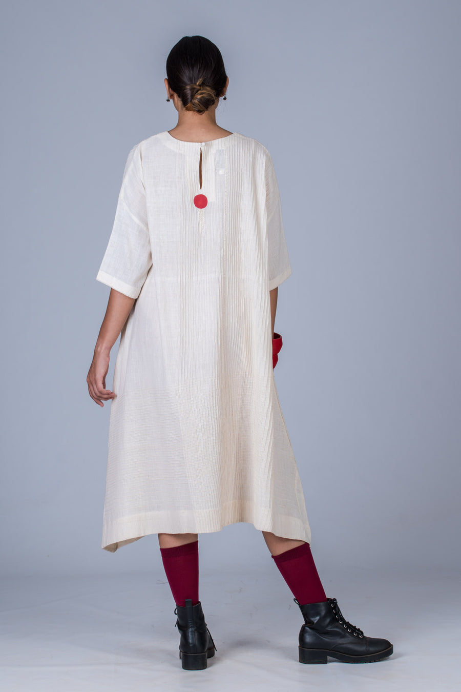 Off White Desi Cotton Dress - KARL - Upasana Design Studio