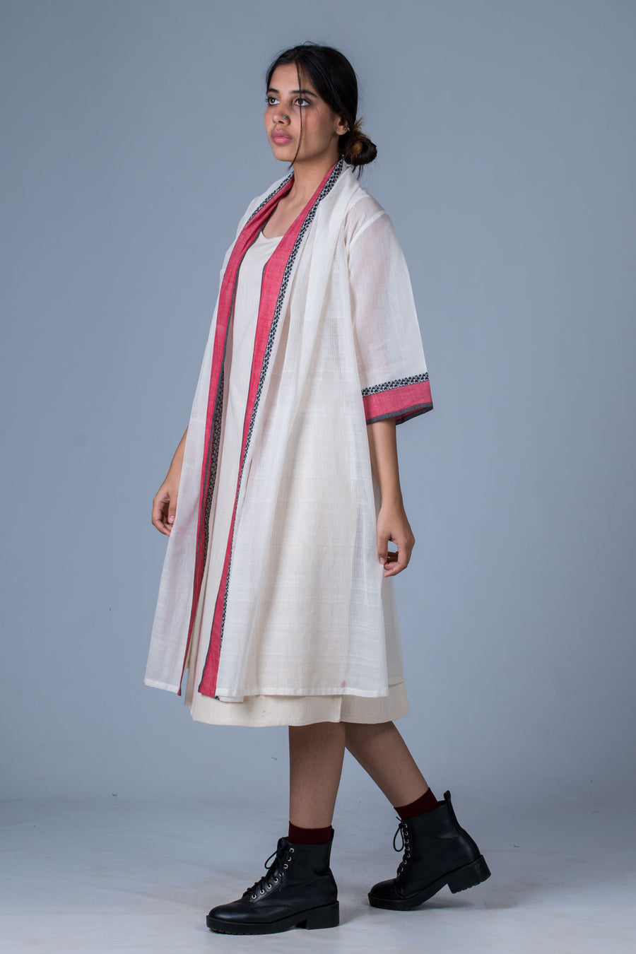 Off White Organic Cotton Jacket - CALLIGRAPHY - Upasana Design Studio