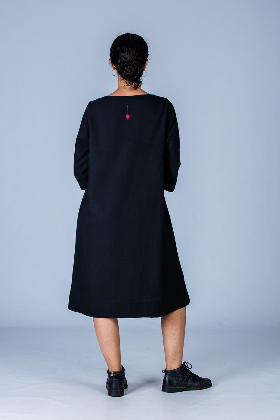 Black Khadi Dress - PARINA - Upasana Design Studio