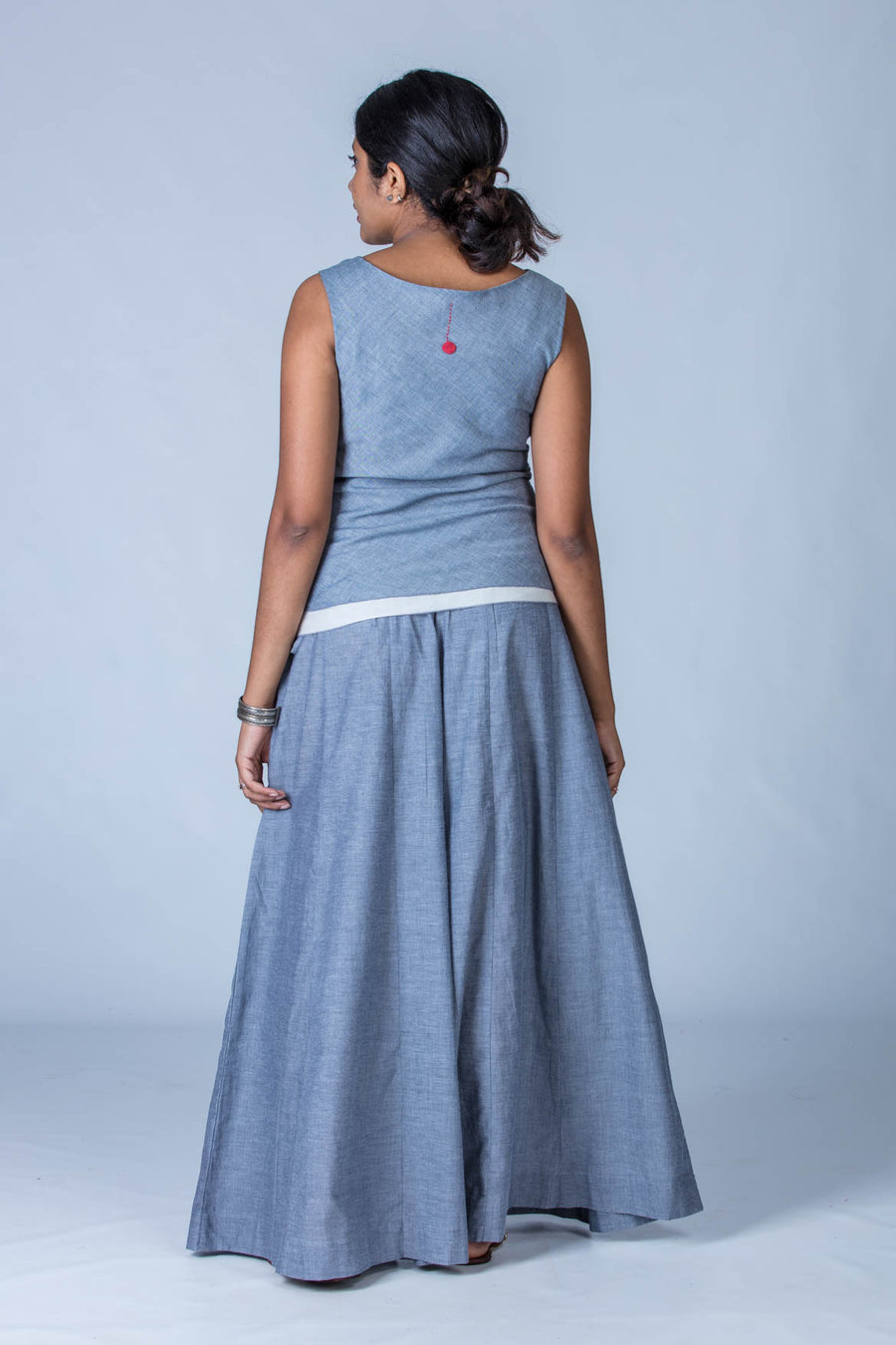 Blue Organic cotton Palazzo Pants - PALAZZO - Upasana Design Studio