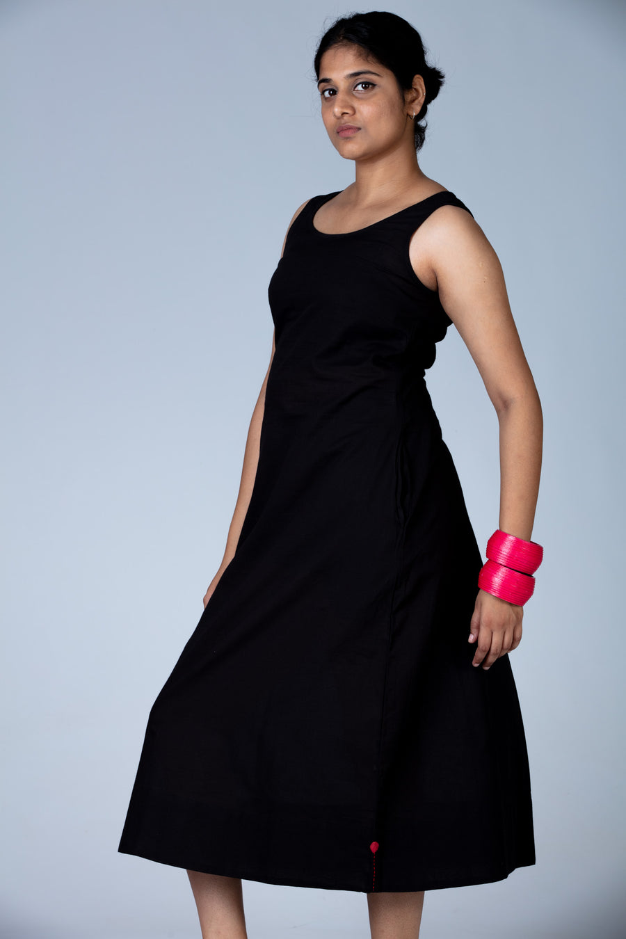 Black Organic cotton Dress - NIKITA - Upasana Design Studio
