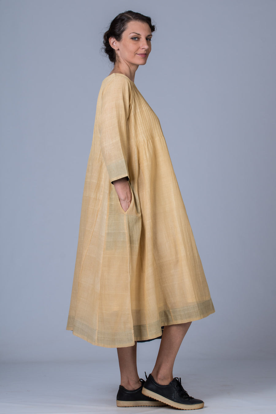 Neem dyed Organic cotton Dress - UDUPU - Upasana Design Studio