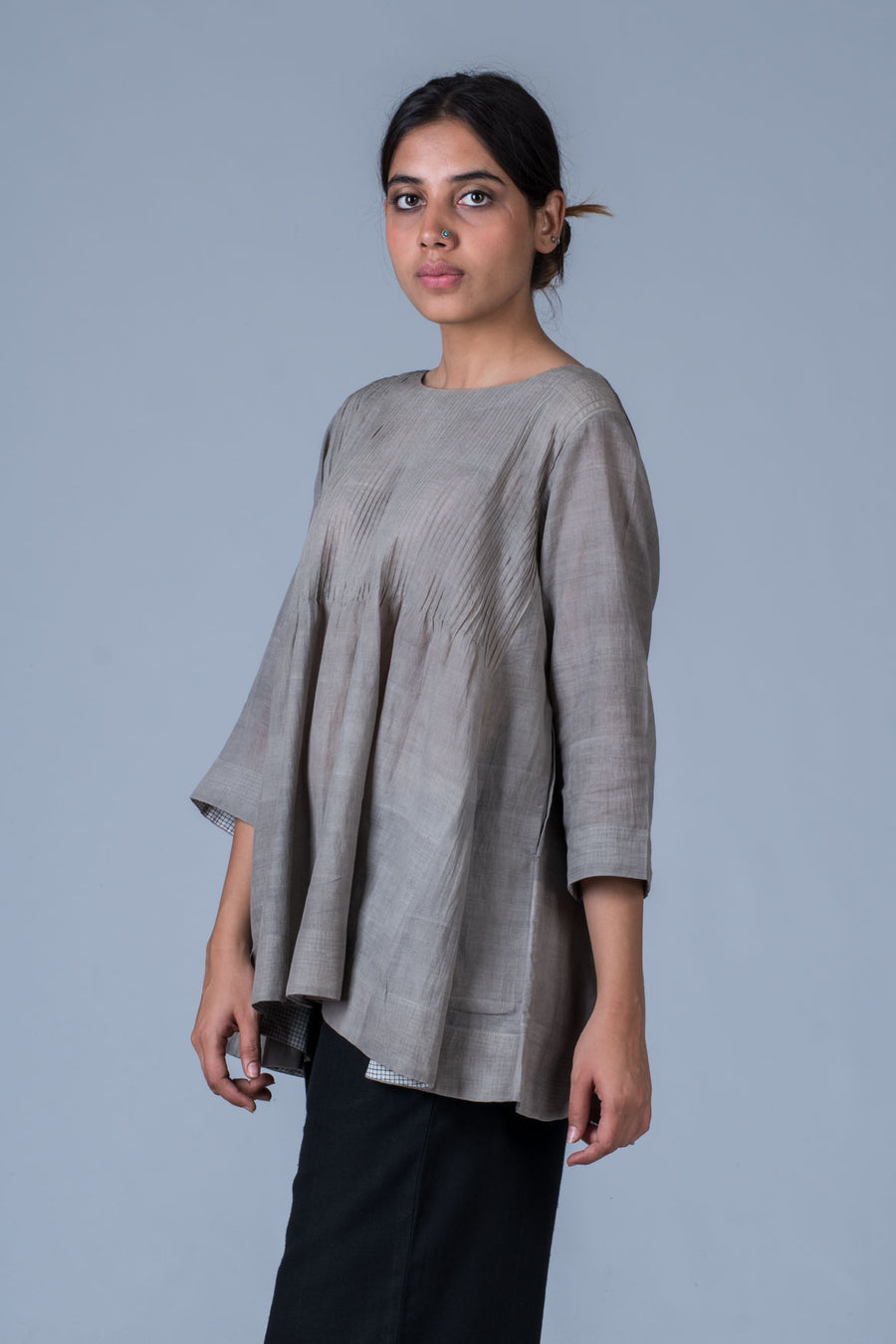 Tulsi dyed Organic Cotton Top - UMILEE - Upasana Design Studio