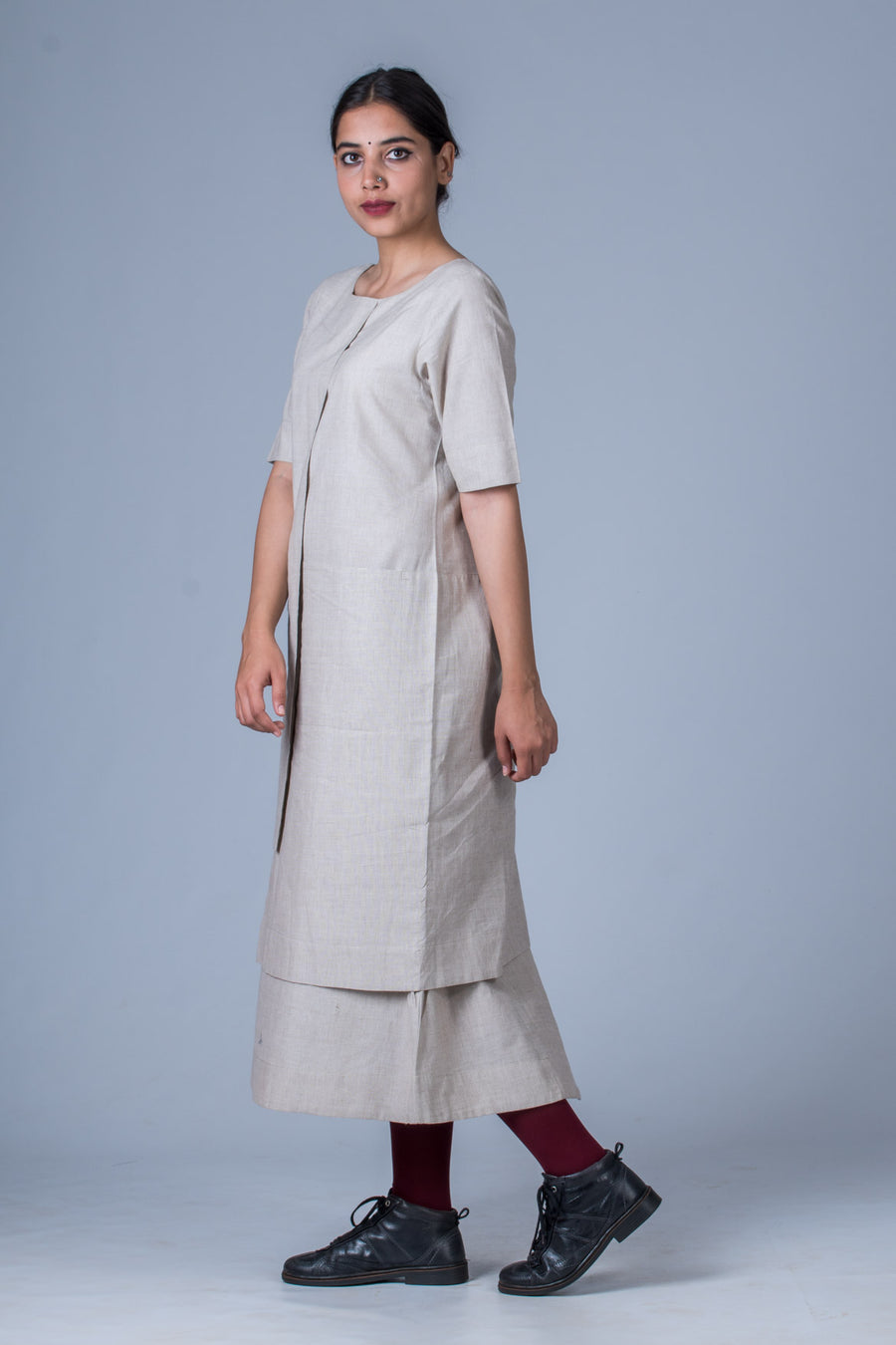 Grey Organic cotton Dress - SANGYA - Upasana Design Studio