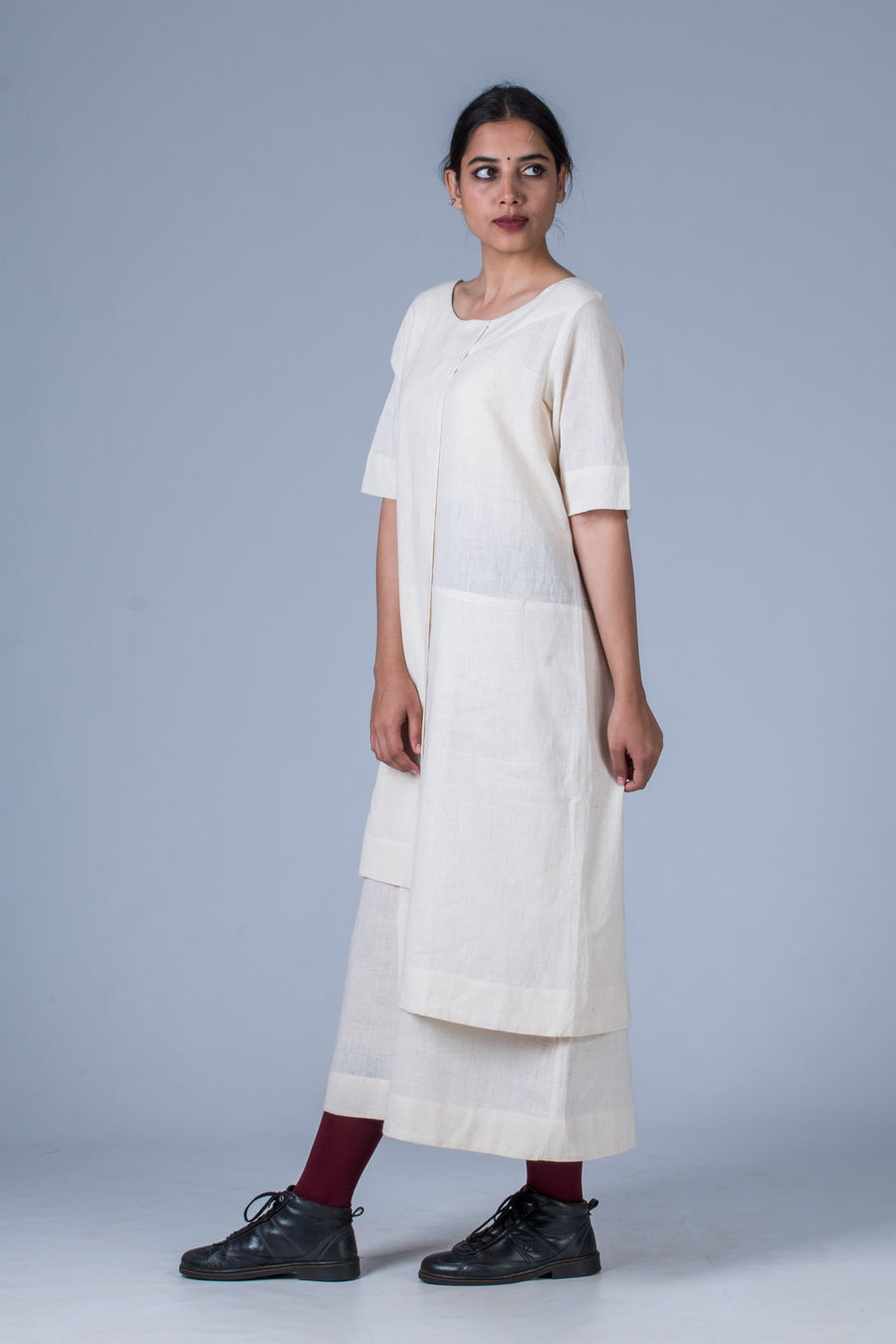 Off white Desi Cotton Dress - SANGYA - Upasana Design Studio