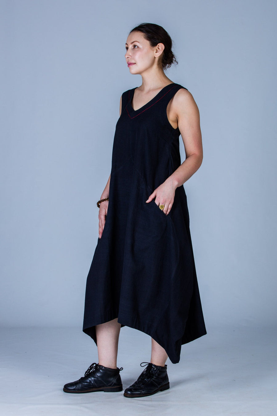 Black Organic cotton Dress - INES - Upasana Design Studio