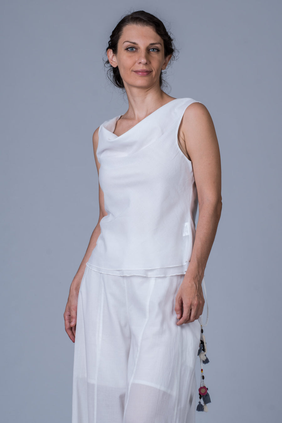 White Organic cotton Top - COWL - Upasana Design Studio